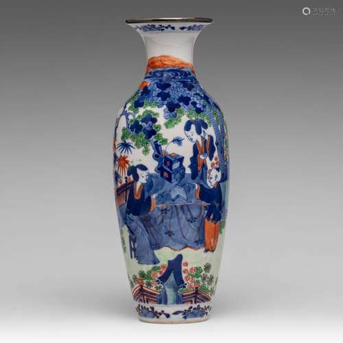 A Chinese 'Figural' wucai vase, late 19thC/Republic period, ...