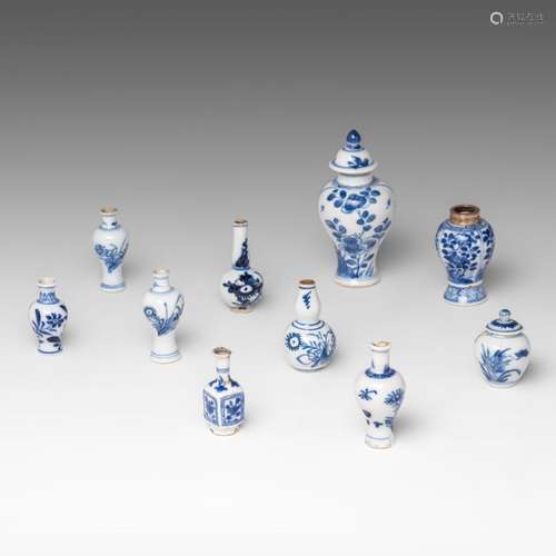 A collection of ten Chinese miniature vases, some Kangxi and...