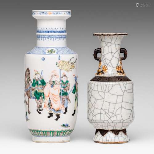 A famille verte 'Figural' vase, late 19thC/Republic period, ...