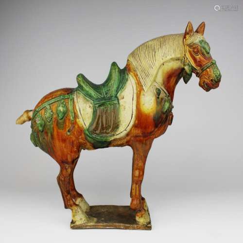 Three Tang dynasty terracotta horse figures