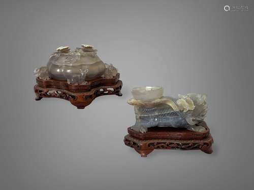 Two agate boxes