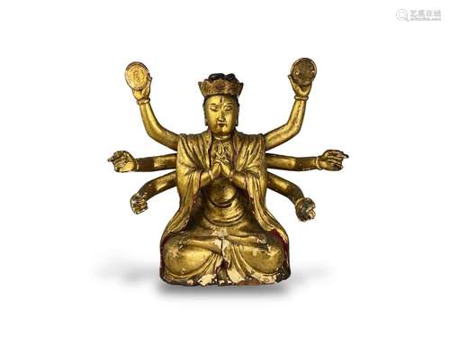 An Eight Armed Gilt lacquered Bodhisattva, 18th/19th century