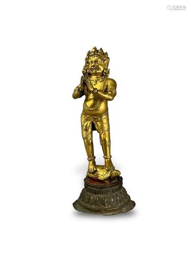 A Gilt Bronze standing Bodhisattva, 18th century