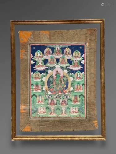 A finely painted Thangka of Green Tara, 18th century