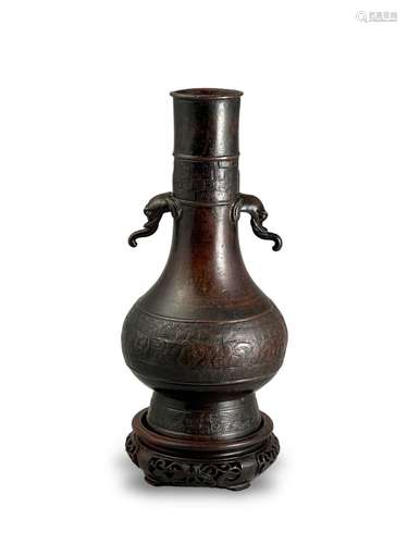 A bronze bottle Vase, Yuan dynasty