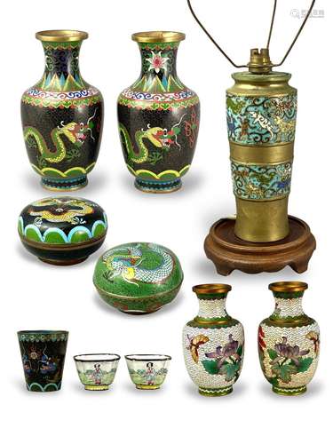 A group of cloisonne, mostly c.1920