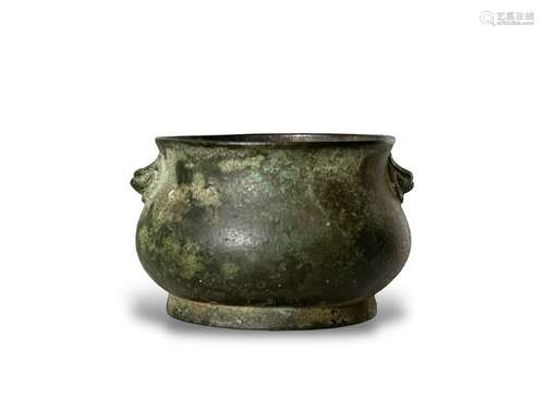 A good mid Qing dynasty bronze censer thinly cast and light ...