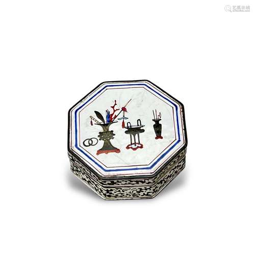 An Octagonal Canton Enamel Box, Qianlong