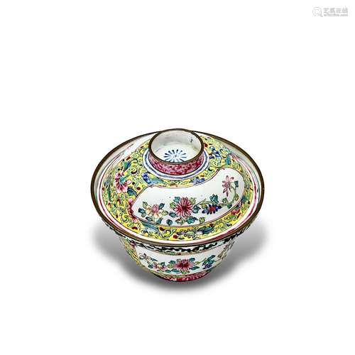 An Attractive Canton Enamel Bowl and Cover, Qianlong