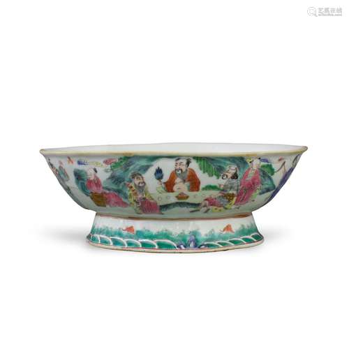 A 'famille rose' bowl with Daoist Immortals, 19th century