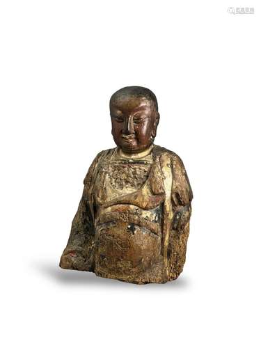 A carved Wood head and torso of Guandi, Ming dynasty