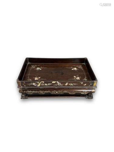 A Wooden Opium Tray, c.1900