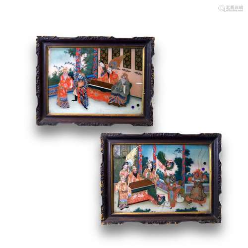 Two Glass Paintings, 19th Century