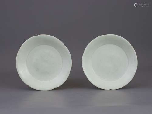 A pair of Qingbai lobed dishes, Song dynasty