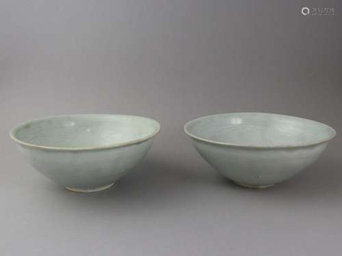 A pair of Qingbai carved floral bowls, Southern Song dynasty