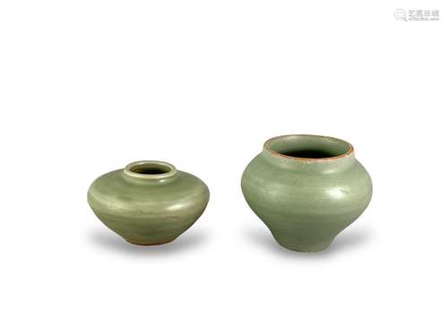 A Longquan celadon Waterpot and Jar, Yuan dynasty