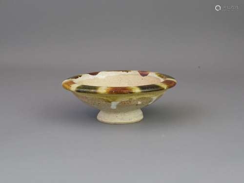 A Sancai Pottery Stemdish, Tang dynasty