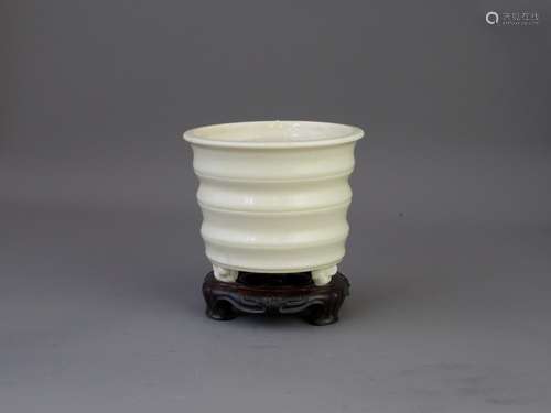 A Fine Dehua Bamboo form Incense Burner,  lian,  17th centur...