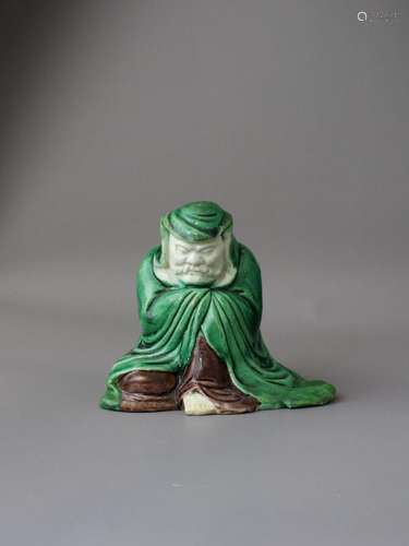 A Biscuit Figure of Bodhidharma in Meditation,  Kangxi