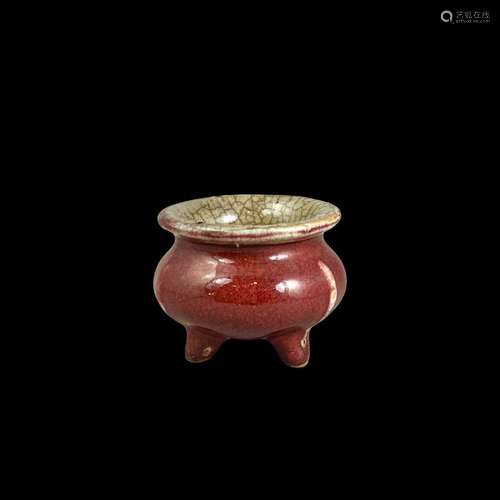 A miniature copper red glazed Tripod Censer,  17th/18th cent...