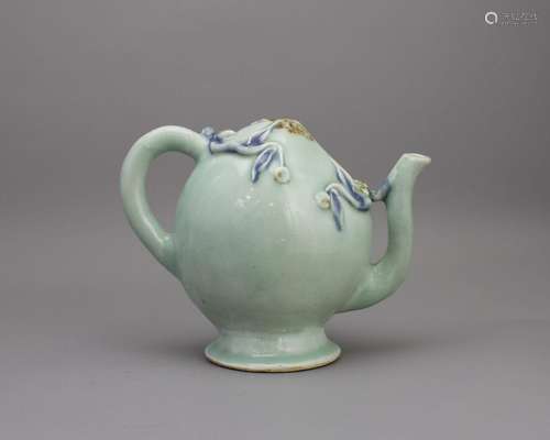 A celadon Cadogan Peach Teapot, 18th century