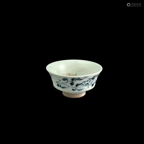 A blue and white Winecup, Yuan dynasty