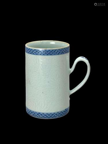 A Blue and White Carved Tankard,  Kangxi