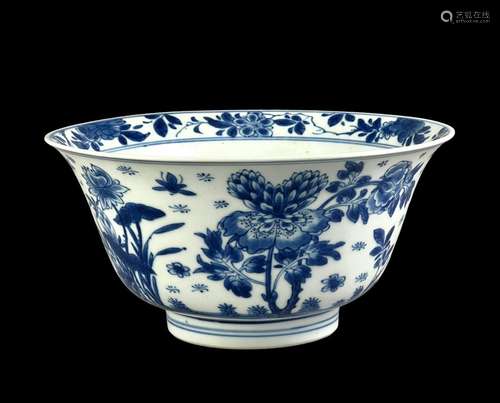 A blue and white 'Flowers' Bowl,  Kangxi