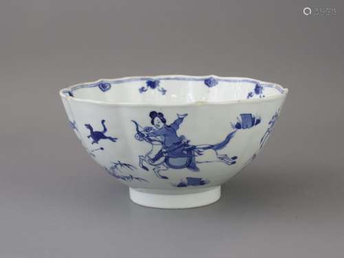 A blue and white 'Love Chase' Bowl, Kangxi