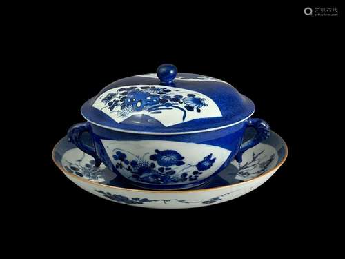 A Blue and White Ecuelle Cover and Stand, Kangxi