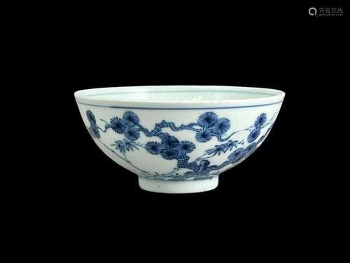 A blue and white 'Three Friends' Bowl, Yongzheng period