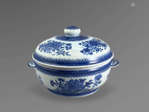 A 'blue Fizhugh' circular Tureen and Cover,  Qianlong