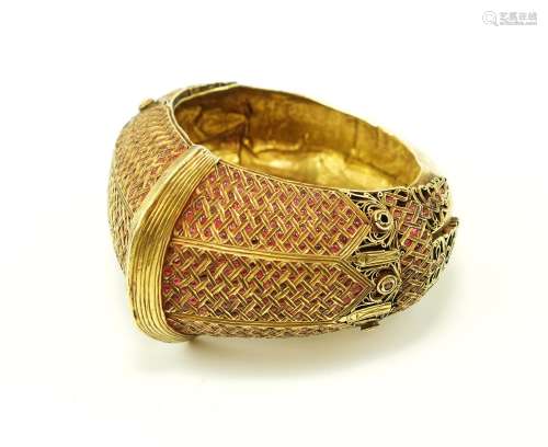 A large gold Minangkabau bracelet