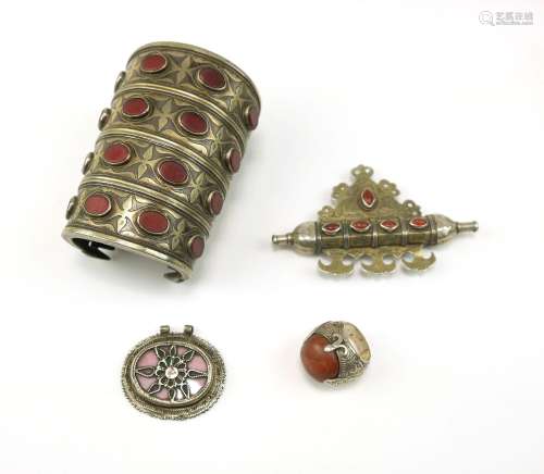 A group four of silver jewels from Turkmenistan