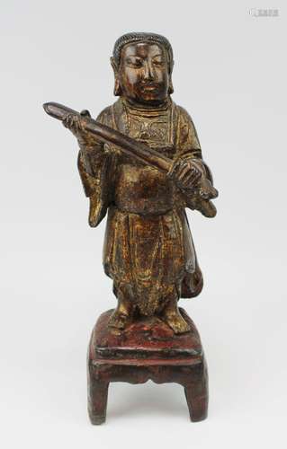 A bronze lacquer gilded figure of Zhen Wu