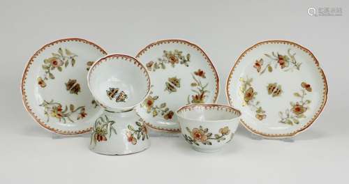 Three cups and saucers with florals and butterflies