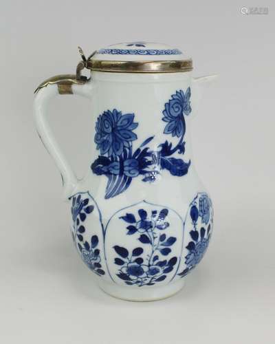 A blue and white jug with Dutch silver mounts