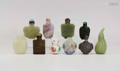 Ten various snuff bottles