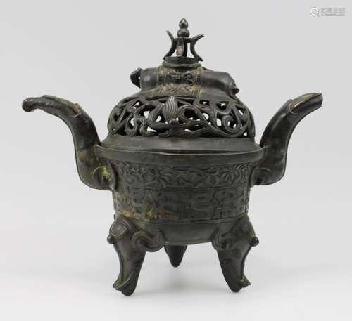 A Ming bronze 'elephant' censer