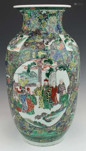 A famille verte vase with figures 'Journey to the West'