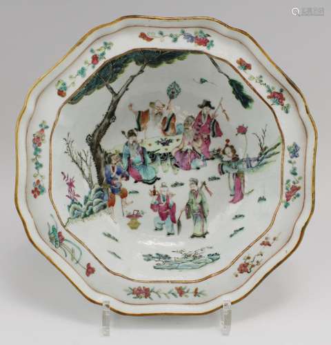 A famille rose bowl with figures