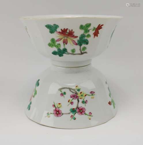 Two famille rose floral bowls