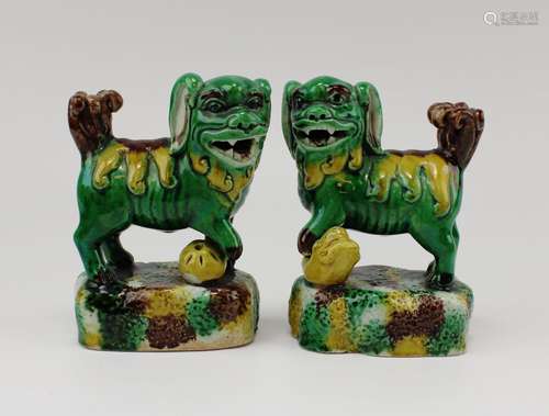 A pair of sancai foo dogs