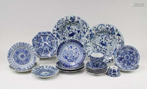 A group of blue and white Kangxi porcelains