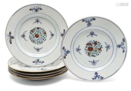 A set of doucai famille verte plates