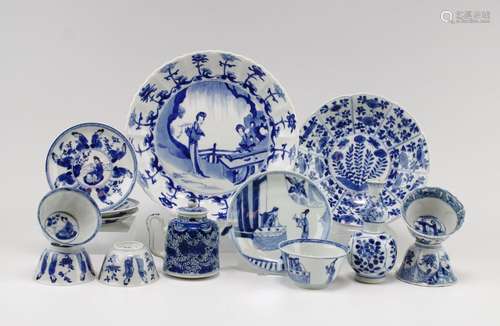 A group of blue and white Kangxi porcelains