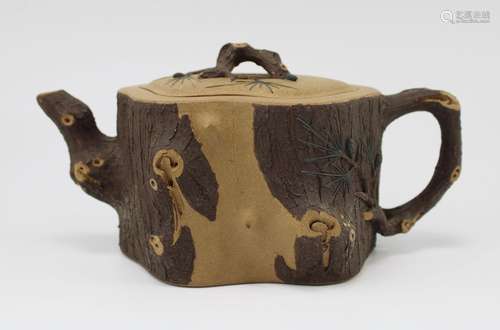 A Yixing zisha 'tree trunk' teapot