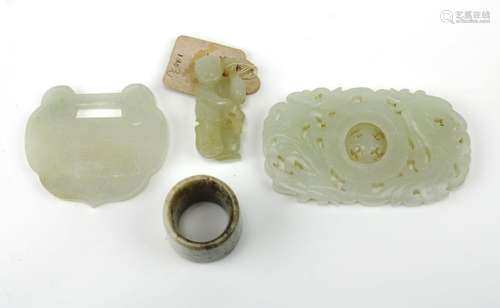 Four jade objects