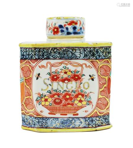 A Dutch decorated 'Singlo' tea canister