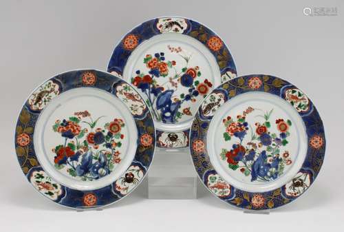 Three famille verte plates